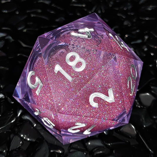 Resin Dice ‌55mm D20 Resin Dice with Glitter Liquid Core‌ DnD D&D Dice Set