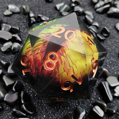 Resin Dice 55mm Resin Drifting Sand Dragon's Eye Design d20 DnD D&D Dice Set