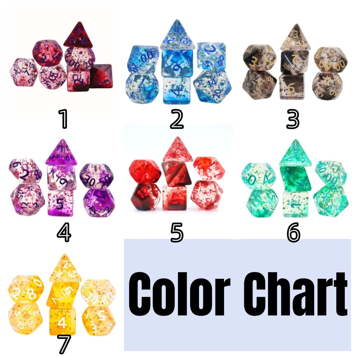 Acrylic Dice Wispy Duo-Tone Chameleon Polyhedral DnD D&D Dice Set