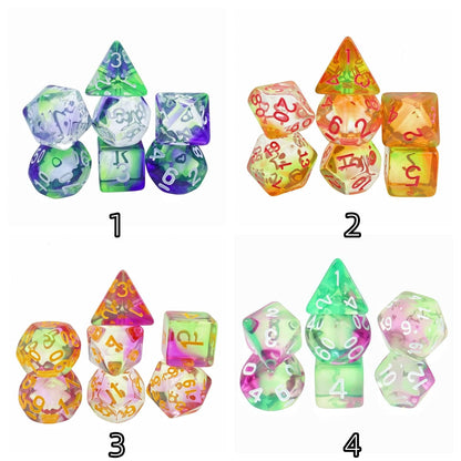 Acrylic Dice Tri-Color Polyhedral DnD D&D Dice Set