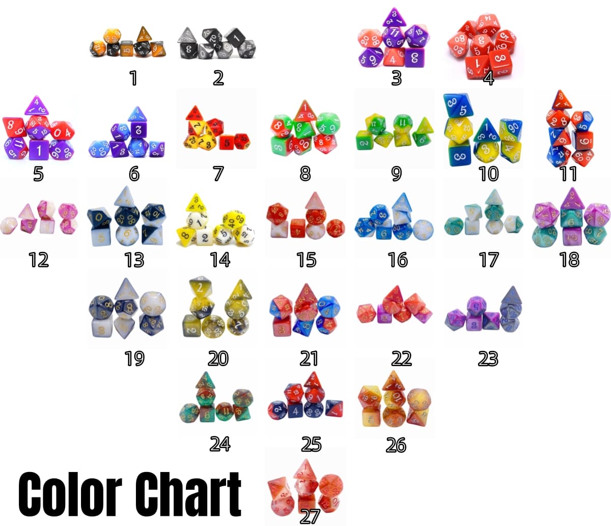 Acrylic Dice Duo-Tone Layered Polyhedral DnD D&D Dice Set