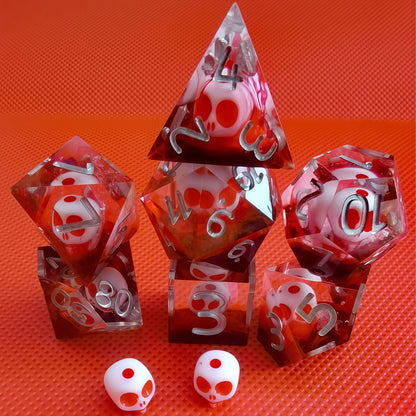 Resin Dice Halloween Skull DnD D&D Dice Set