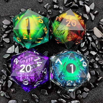 Resin Dice 55mm Resin Drifting Sand Dragon's Eye Design d20 DnD D&D Dice Set