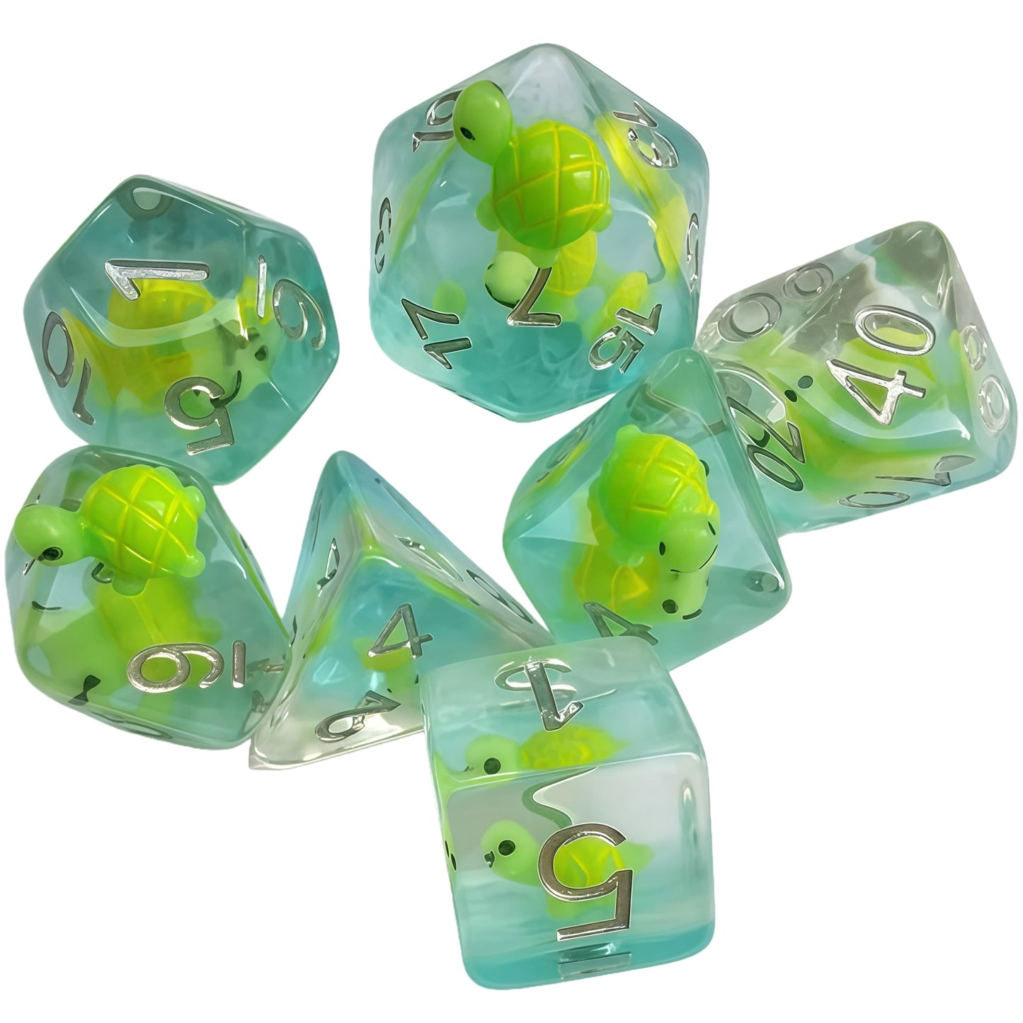 Resin Dice ‌Cartoon Turtle DnD D&D Dice Set