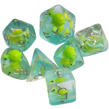 Resin Dice ‌Cartoon Turtle DnD D&D Dice Set