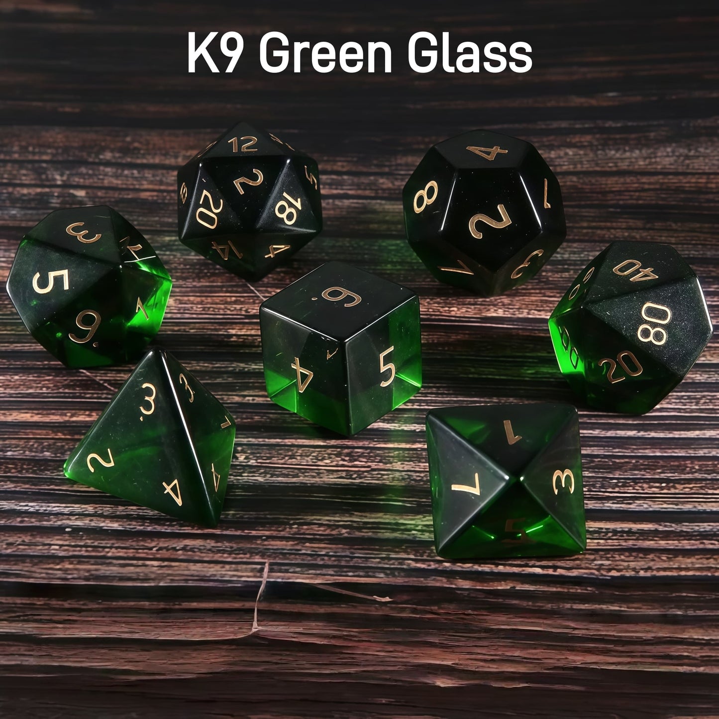 K9 Green Glass D&D Dice