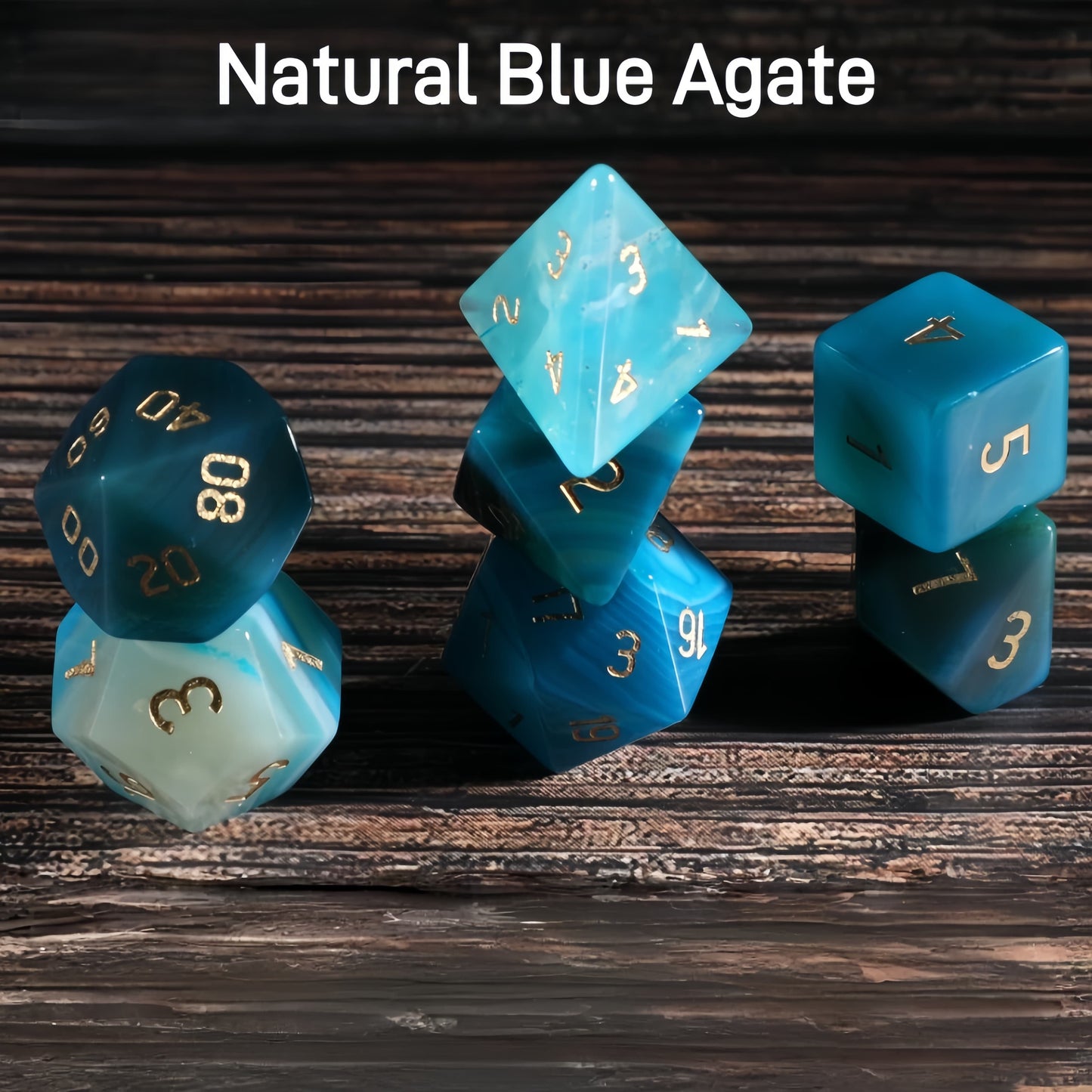 Natural Blue Agate D&D Dice