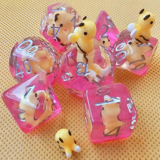 Resin Dice Cartoon Cute Bee DnD D&D Dice Set