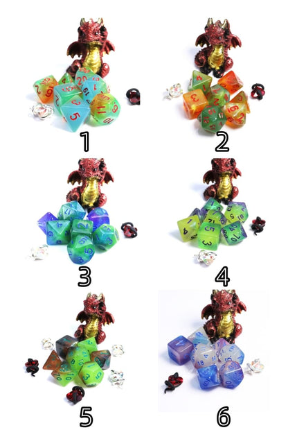 Acrylic Dice ‌Glow Galaxy Tri-Shift Chameleon Polyhedral DnD D&D Dice Set