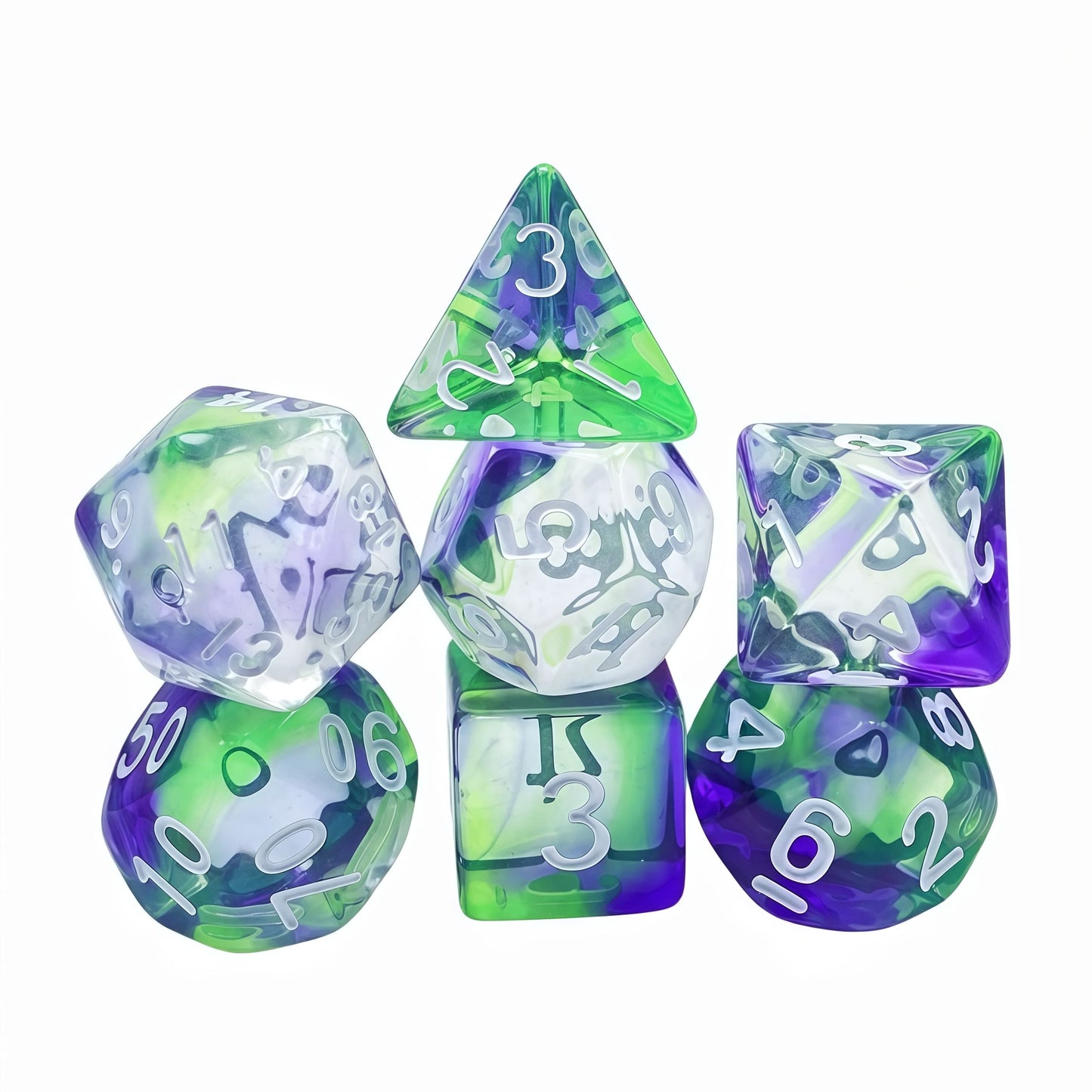 Acrylic Dice Tri-Color Polyhedral DnD D&D Dice Set