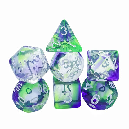 Acrylic Dice Tri-Color Polyhedral DnD D&D Dice Set