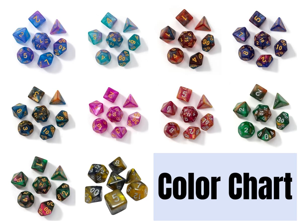 Acrylic Dice Galaxy Duo-Tone Polyhedral DnD D&D Dice Set