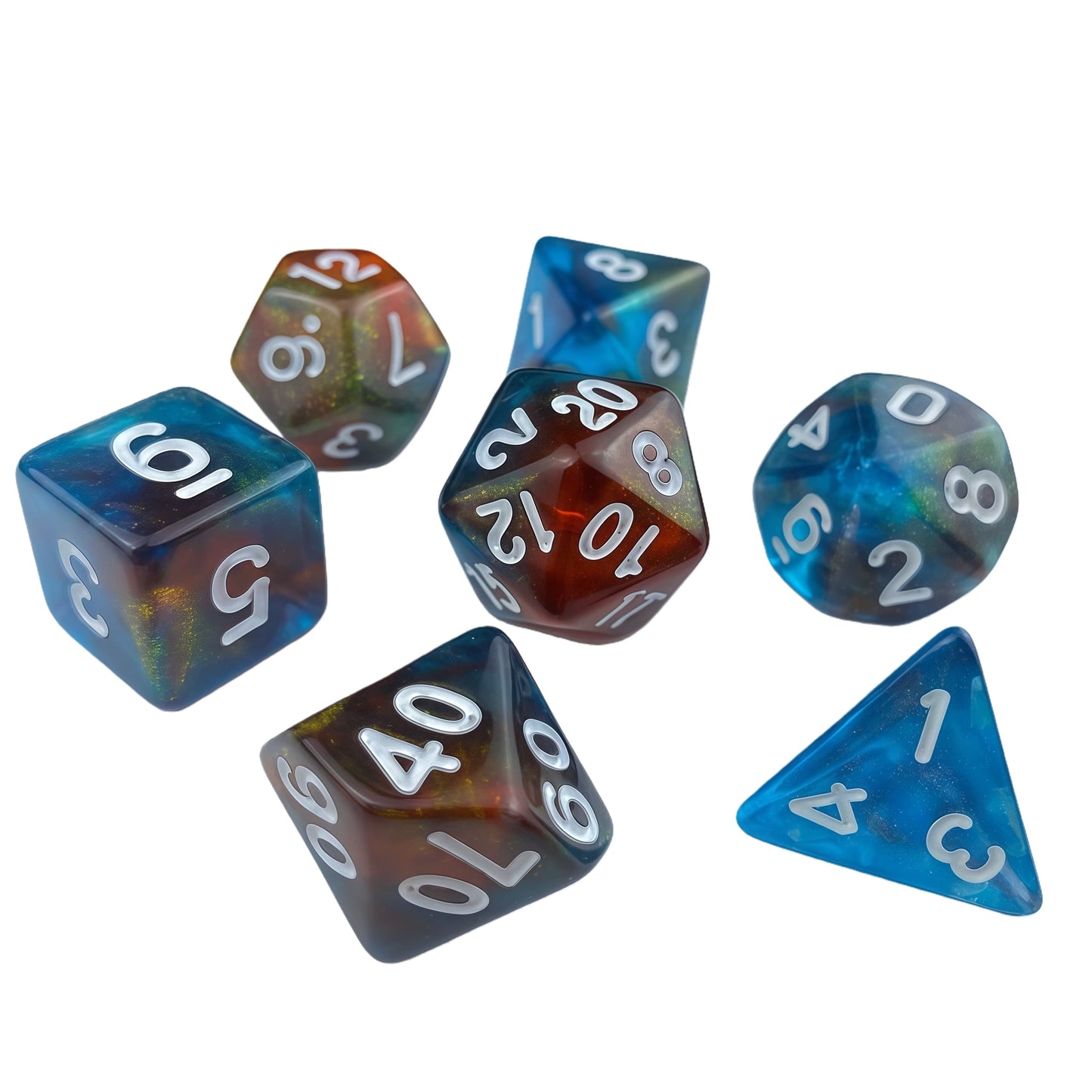 Dés acryliques bicolores à paillettes transparentes polyédriques pour D&amp;D