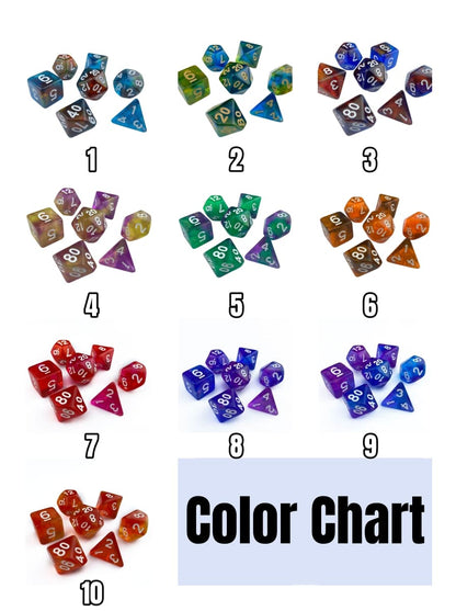 Dés acryliques bicolores à paillettes transparentes polyédriques pour D&amp;D