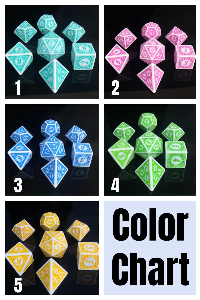 Acrylic Dice Antique Pattern Polyhedral DnD D&D Dice Set