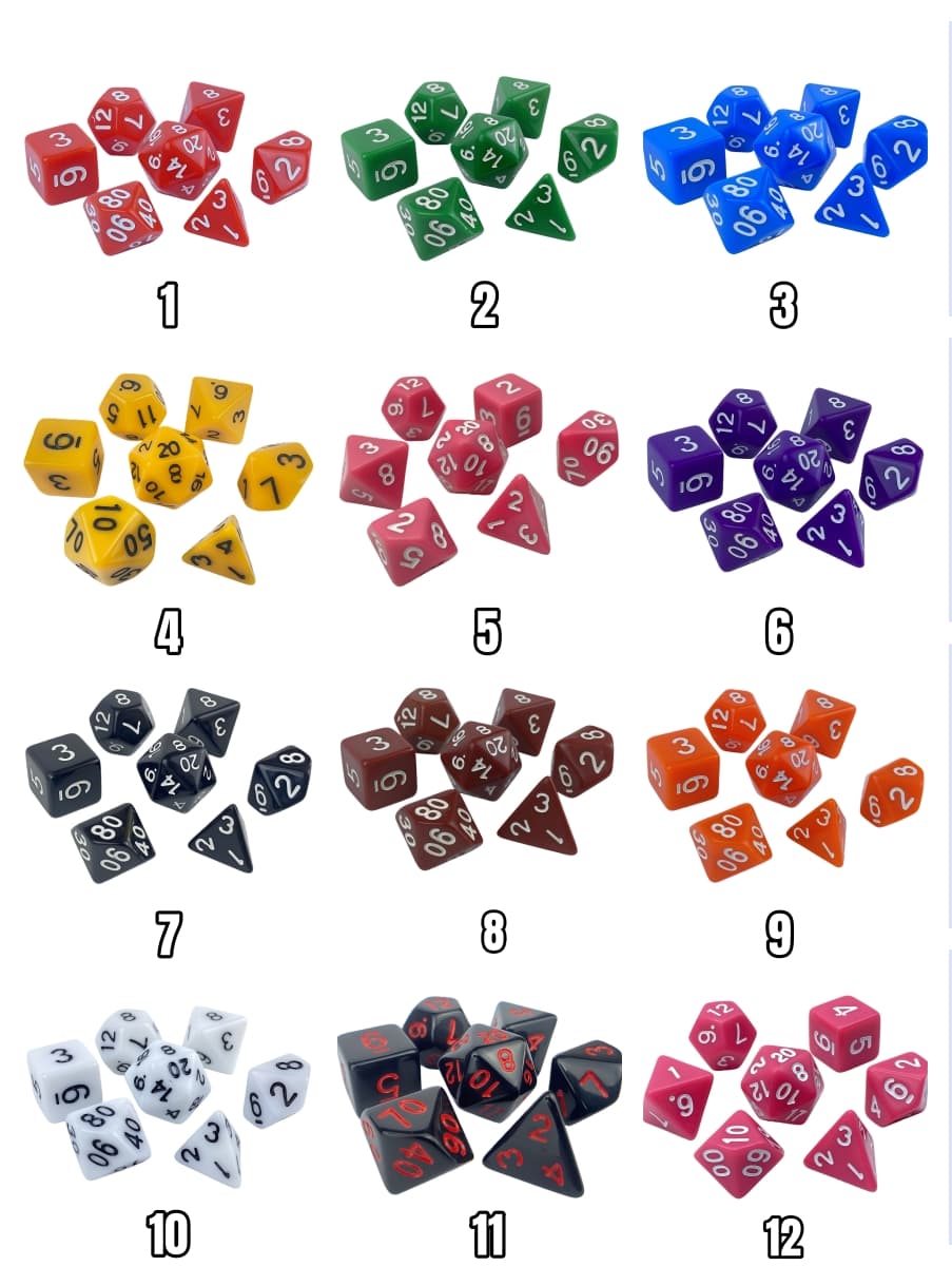 Acrylic Dice Solid-Color Polyhedral Dice Acrylic Dice Solid-Color Polyhedral Dice
