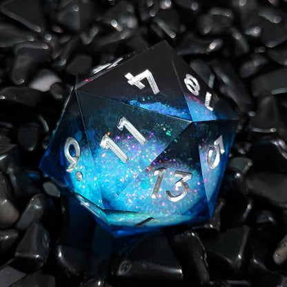 Resin Dice ‌35mm Resin Liquid Core D20 with Glitter‌ DnD D&D Dice Set