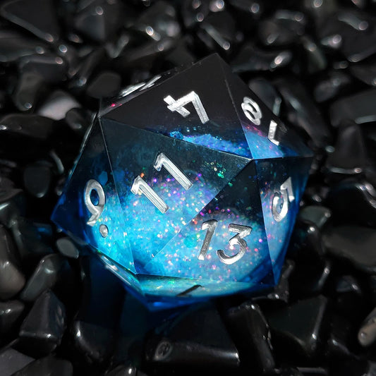 Resin Dice ‌35mm Resin Liquid Core D20 with Glitter‌ DnD D&D Dice Set