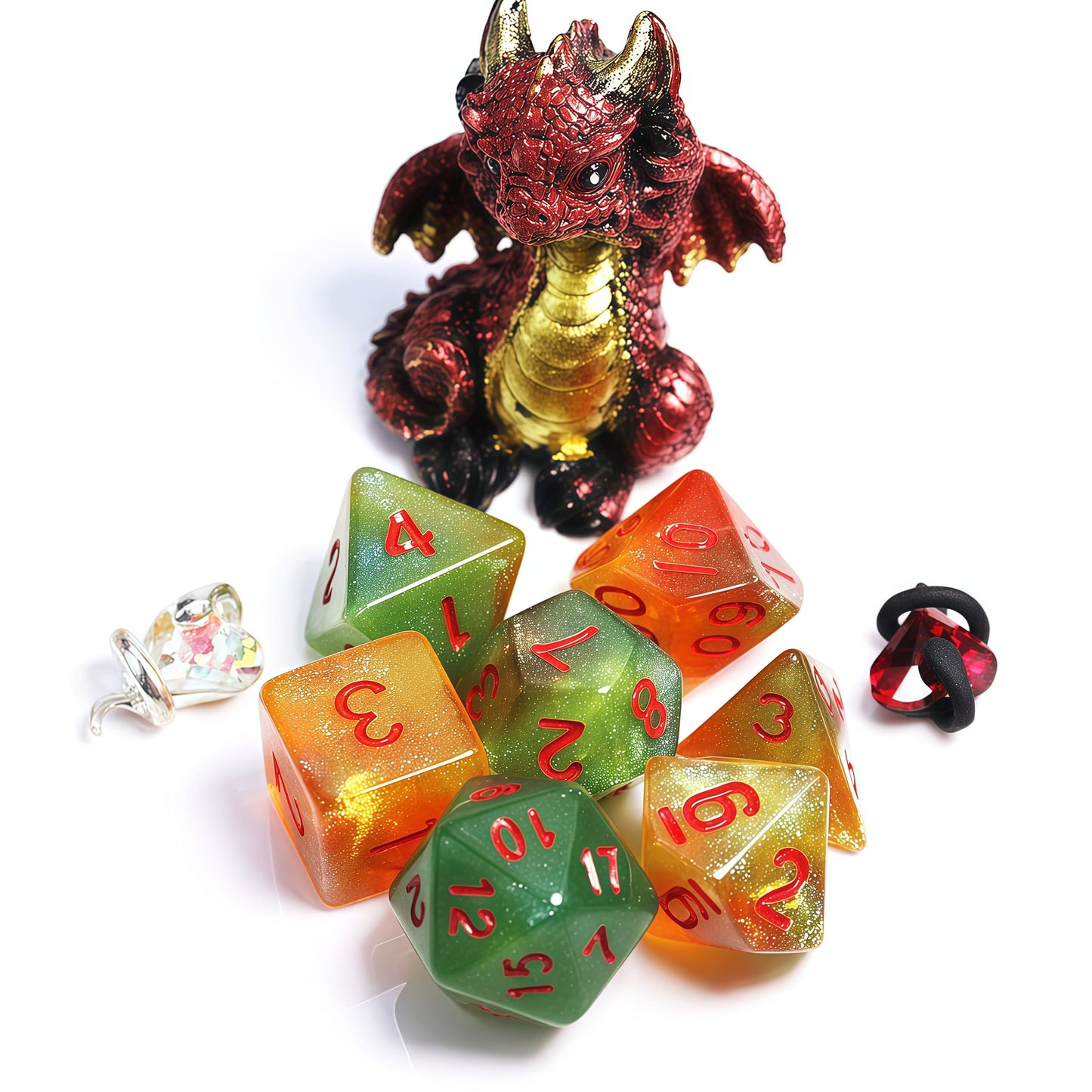 Acrylic Dice ‌Glow Galaxy Tri-Shift Chameleon Polyhedral DnD D&D Dice Set