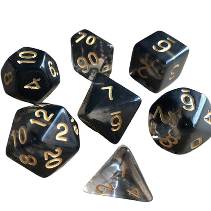 Acrylic Dice ‌Duo-Tone Crystal Wispy Polyhedral DnD D&D Dice Set