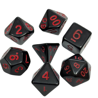 Acrylic Dice Solid Black with Colorful Inked Polyhedral DnD D&D Dice Set