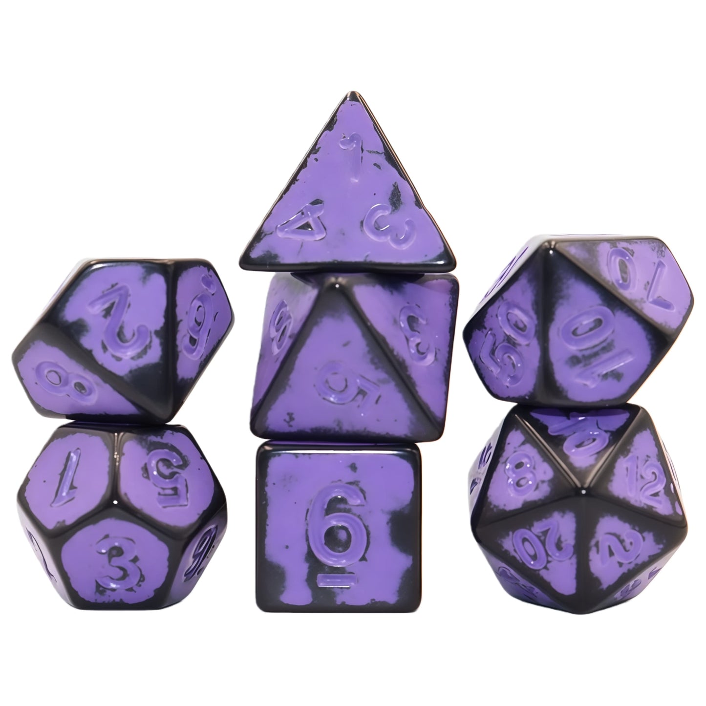 Acrylic Dice Antique Black Speckled Polyhedral DnD D&D Dice Set
