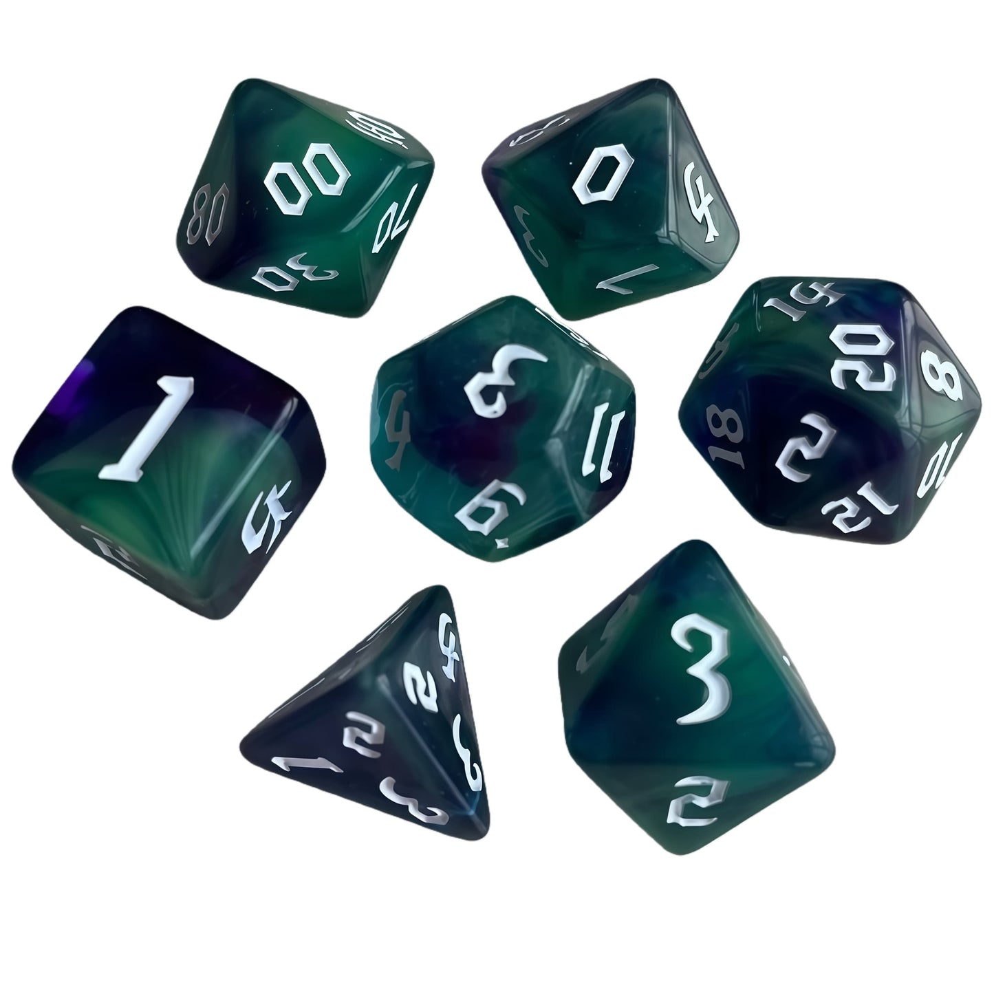 Acrylic Dice Quad-Tone Polyhedral DnD D&D Dice Set