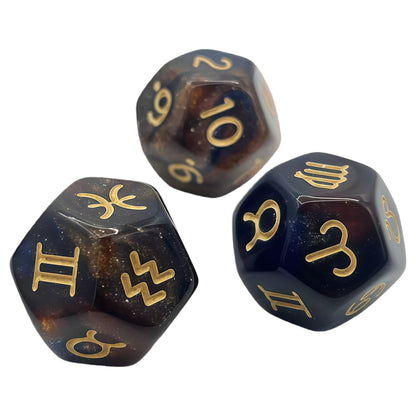 Acrylic Dice ‌12-Zodiac Polyhedral DnD D&D Dice Set