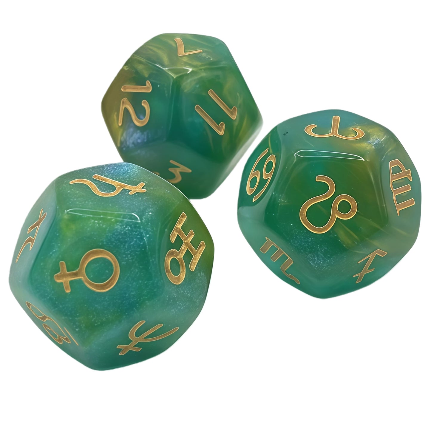 Acrylic Dice ‌12-Zodiac Polyhedral DnD D&D Dice Set