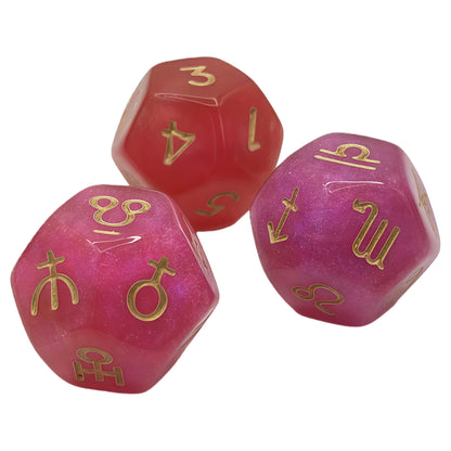 Acrylic Dice ‌12-Zodiac Polyhedral DnD D&D Dice Set