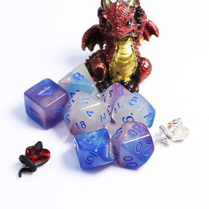 Acrylic Dice ‌Glow Galaxy Tri-Shift Chameleon Polyhedral DnD D&D Dice Set