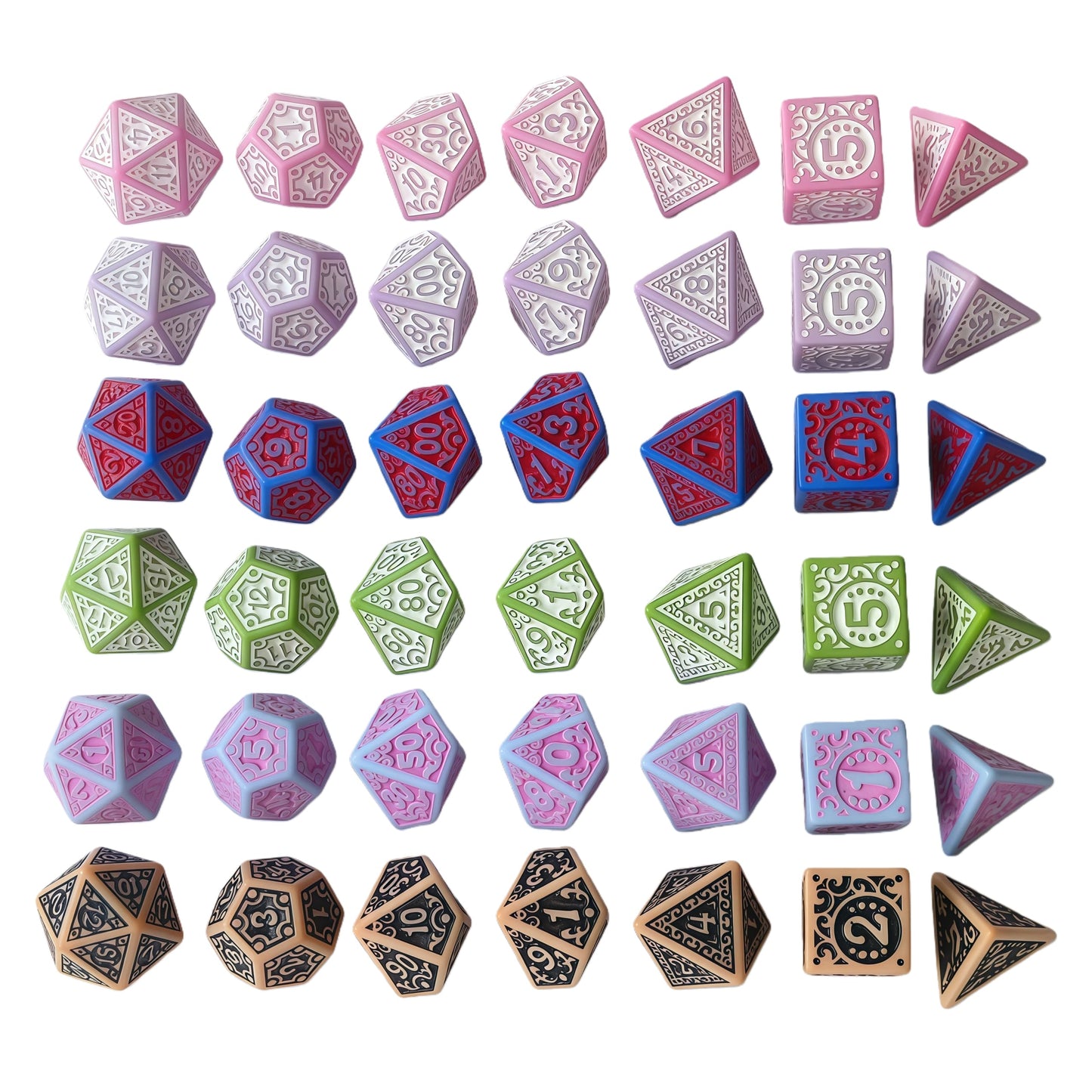 Acrylic Dice ‌Openwork Number Cutout Polyhedral DnD D&D Dice Set