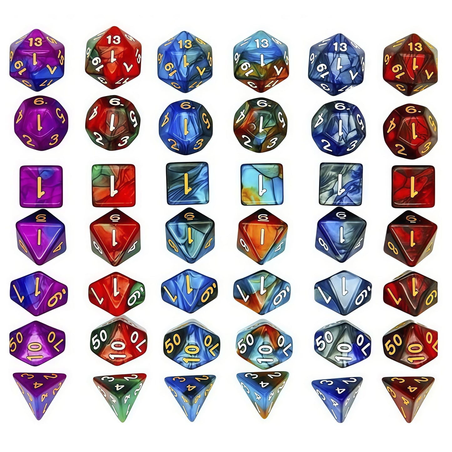 Acrylic Dice ‌Duo-Tone Polyhedral DnD D&D Dice Set