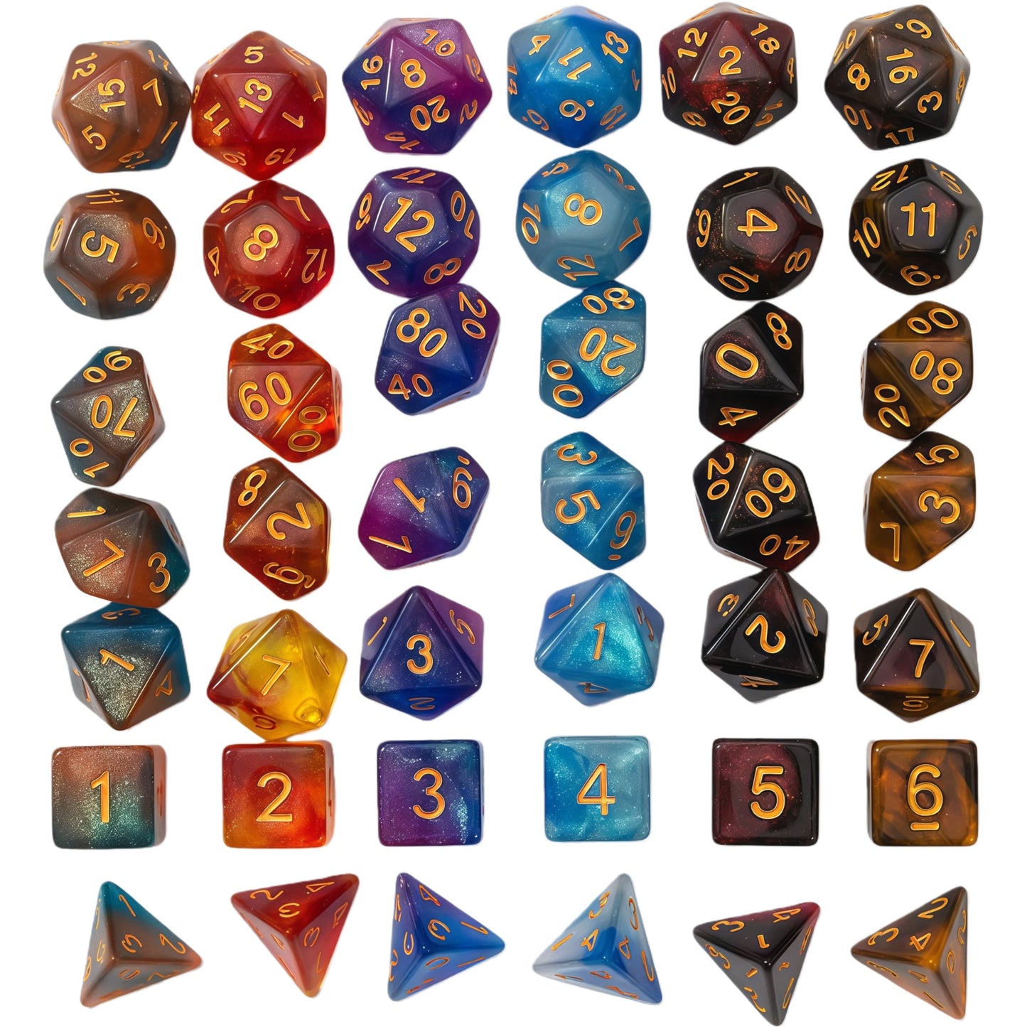 Acrylic Dice New Duo-Shift Chameleon Polyhedral DnD D&D Dice Set