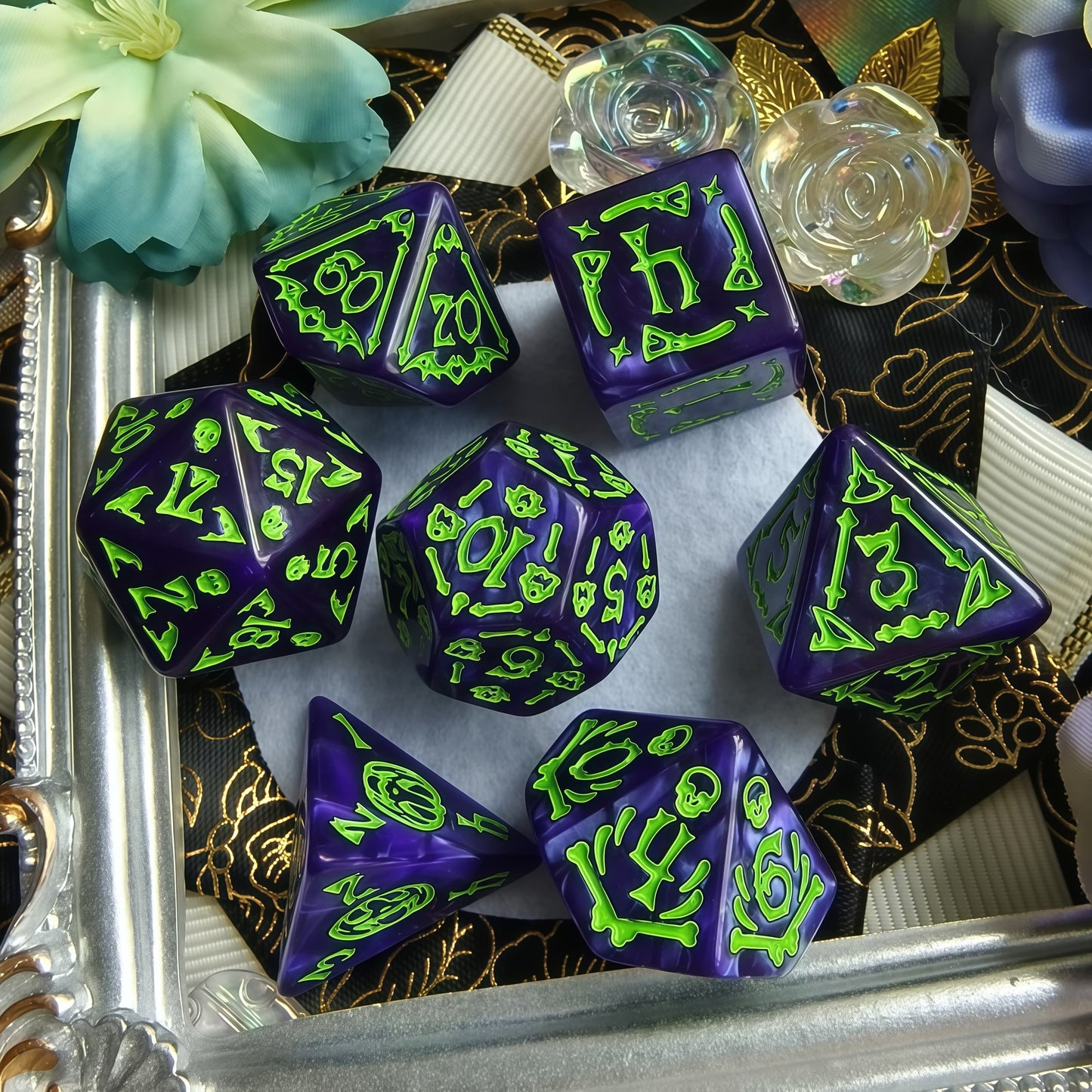 Acrylic Dice Polyhedral Halloween-Themed DnD D&D Dice Set