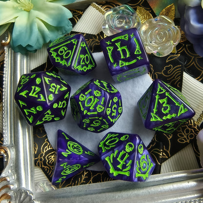 Acrylic Dice Polyhedral Halloween-Themed DnD D&D Dice Set