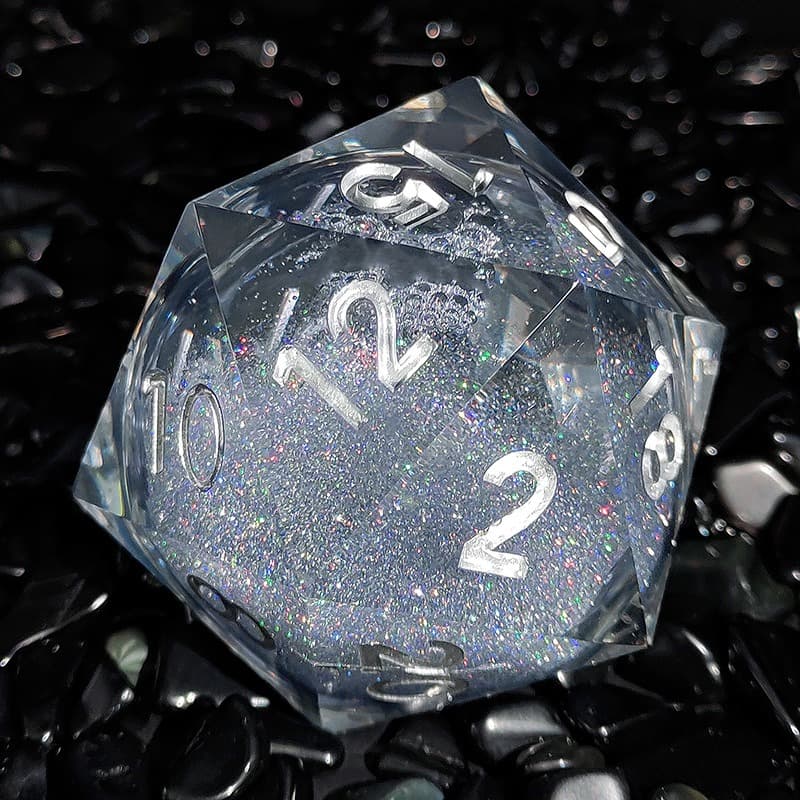 Resin Dice ‌55mm D20 Resin Dice with Glitter Liquid Core‌ DnD D&D Dice Set