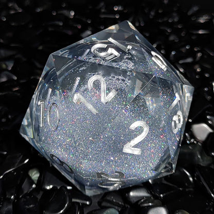 Resin Dice ‌55mm D20 Resin Dice with Glitter Liquid Core‌ DnD D&D Dice Set
