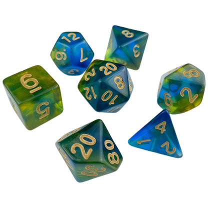 Dés acryliques bicolores à paillettes transparentes polyédriques pour D&amp;D