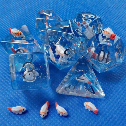 Resin Dice Cartoon Swimming Fish DnD D&D Dice Set