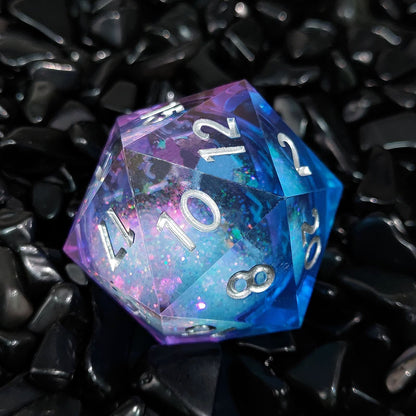 Resin Dice ‌35mm Resin Liquid Core D20 with Glitter‌ DnD D&D Dice Set