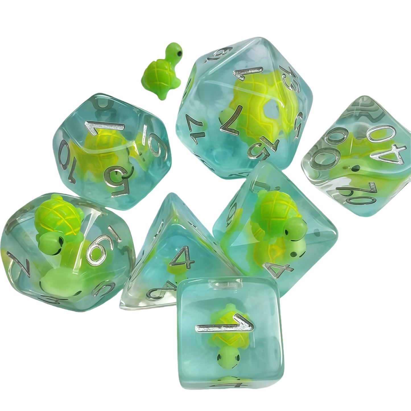 Resin Dice ‌Cartoon Turtle DnD D&D Dice Set