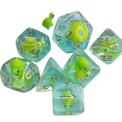 Resin Dice ‌Cartoon Turtle DnD D&D Dice Set