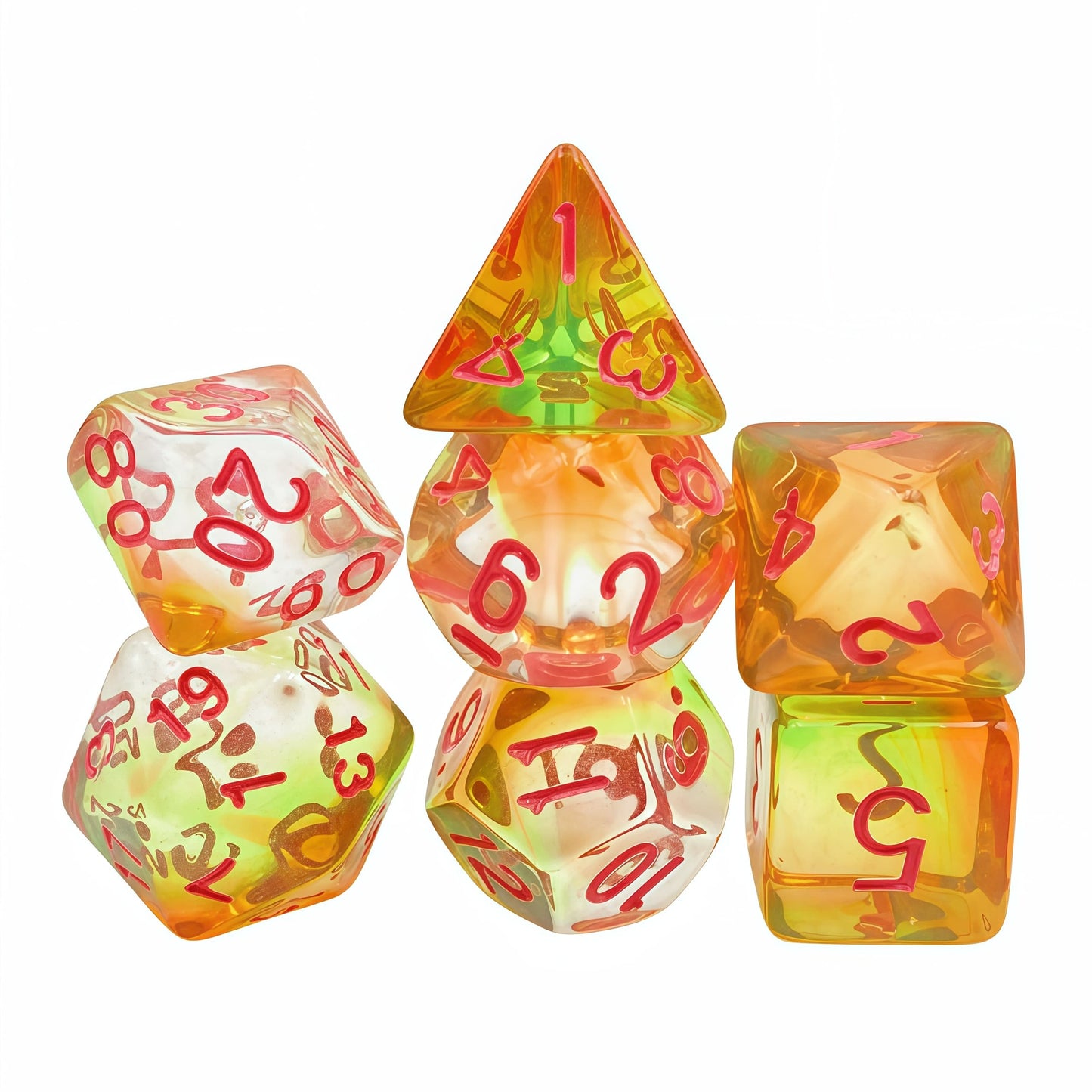 Acrylic Dice Tri-Color Polyhedral DnD D&D Dice Set