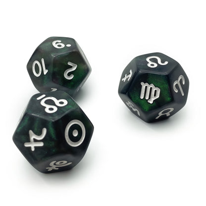 Acrylic Dice ‌12-Zodiac Polyhedral DnD D&D Dice Set