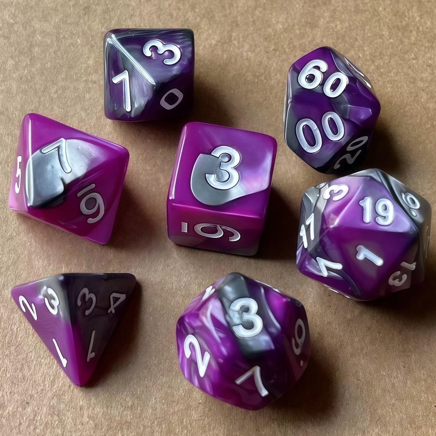 Acrylic Dice ‌Duo-Tone Polyhedral DnD D&D Dice Set