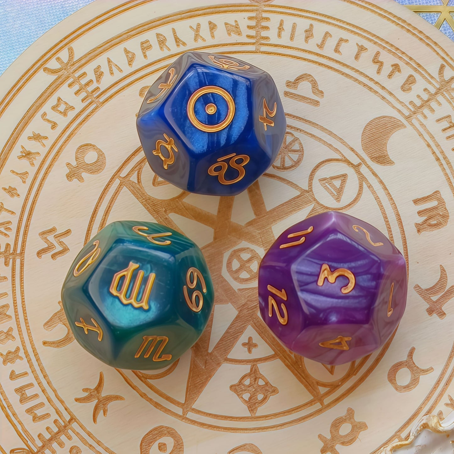 Acrylic Dice ‌D12-Sided Multi-Color Star Constellation Polyhedral DnD D&D Dice Set