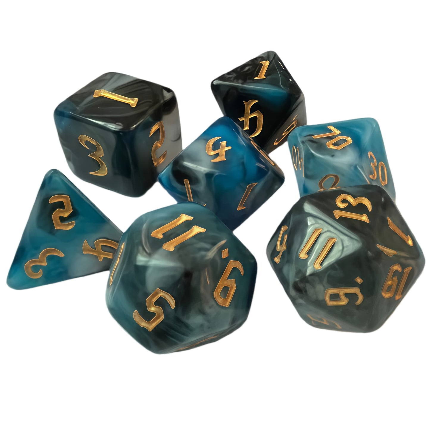 Acrylic Dice New Quad-Tone Polyhedral DnD D&D Dice Set