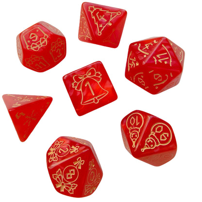 Acrylic Dice ‌‌Christmas Mother-of-Pearl Marbled Polyhedral DnD D&D Dice Set