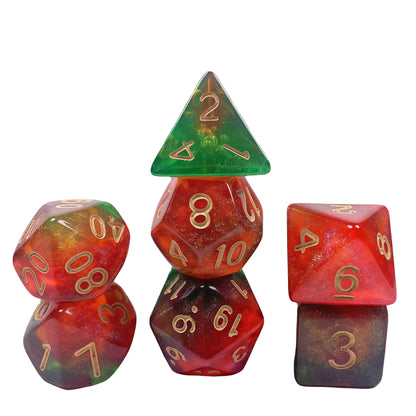 Acrylic Dice Galaxy Tri-Shift Chameleon Glitter Polyhedral DnD D&D Dice Set